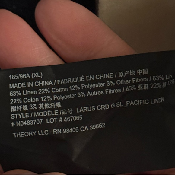 Theory Men’s Laures Linen Striped Laures Cardigan – Lightweight Luxury Layer XL - Picture 8 of 8